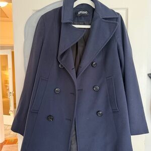Nordstrom Rack Women's Navy Double-Breasted Pea Coat